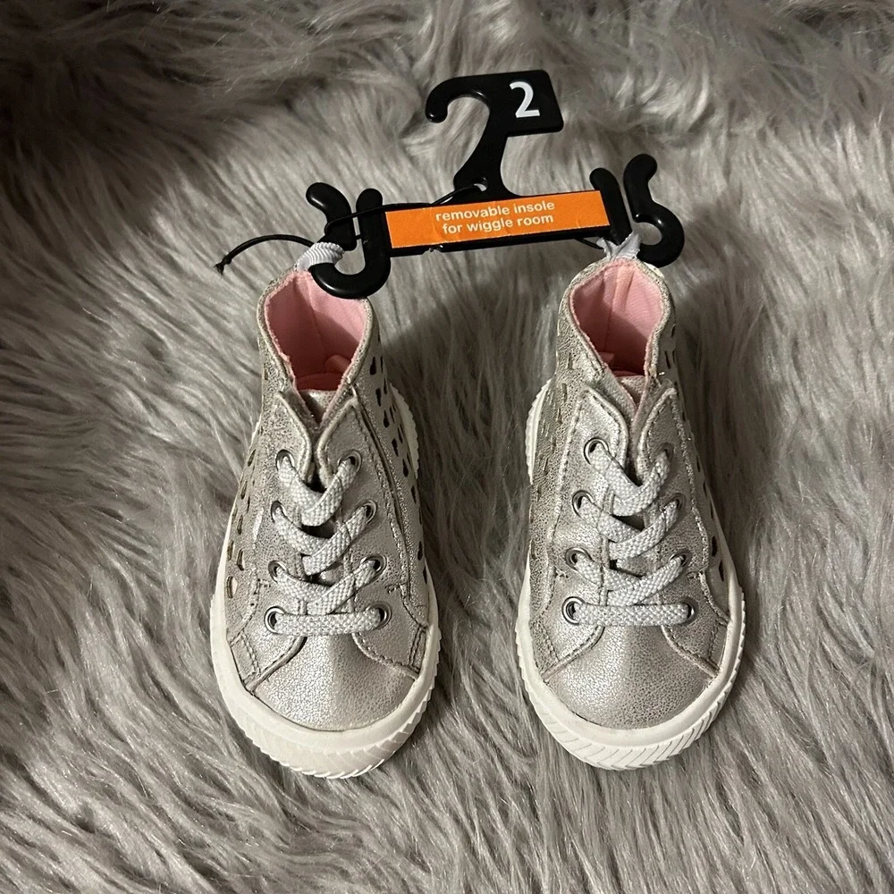 Wonder Nation Shoes Baby Girls‎ Size 6 Grey Heart High Top NEW